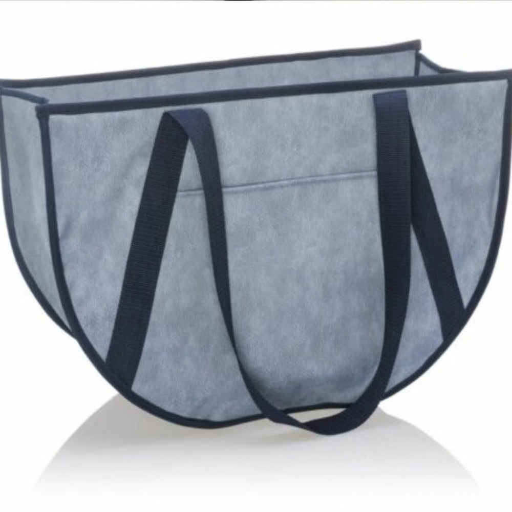 Bundle Thirty-One Denim Blue Tote Bag And Pumpkin Pouch